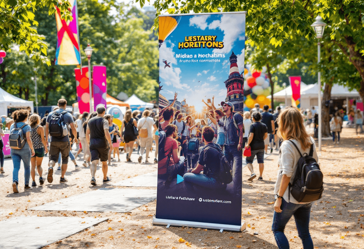 Roll-up publicitaire en extérieur